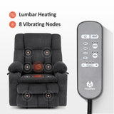 MCombo Large Dual Motor Power Lift Recliner Chair Sofa with Massage and Heat for Tall Elderly People, Infinite Position, USB Ports, Cup Holders, Fabric 7896 (Dark Gray, Large-Regular) MCombo