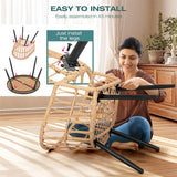 Pamapic 7 Pieces Outdoor Dining Set,All-Weather PE Rattan Patio Dining Sets with Wood Table Top, Outdoor Table and Chairs for 6 with Removable Cushion for Lawn Garden Patio, Cream Pamapic