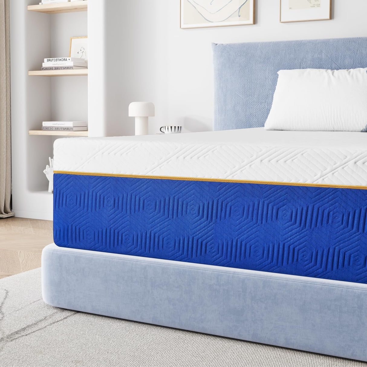 10 Inch Queen Memory Foam Mattress, Cooling Gel Infused Medium Firm Support Mattress for Kids and Adults, Breathable Pressure Relief, Fiberglass Free, 75''L x 54''W, Blue Generic