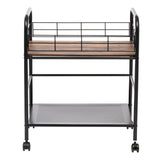IRIS USA Wide Wood and Metal Rolling Storage Cart, Brown IRIS