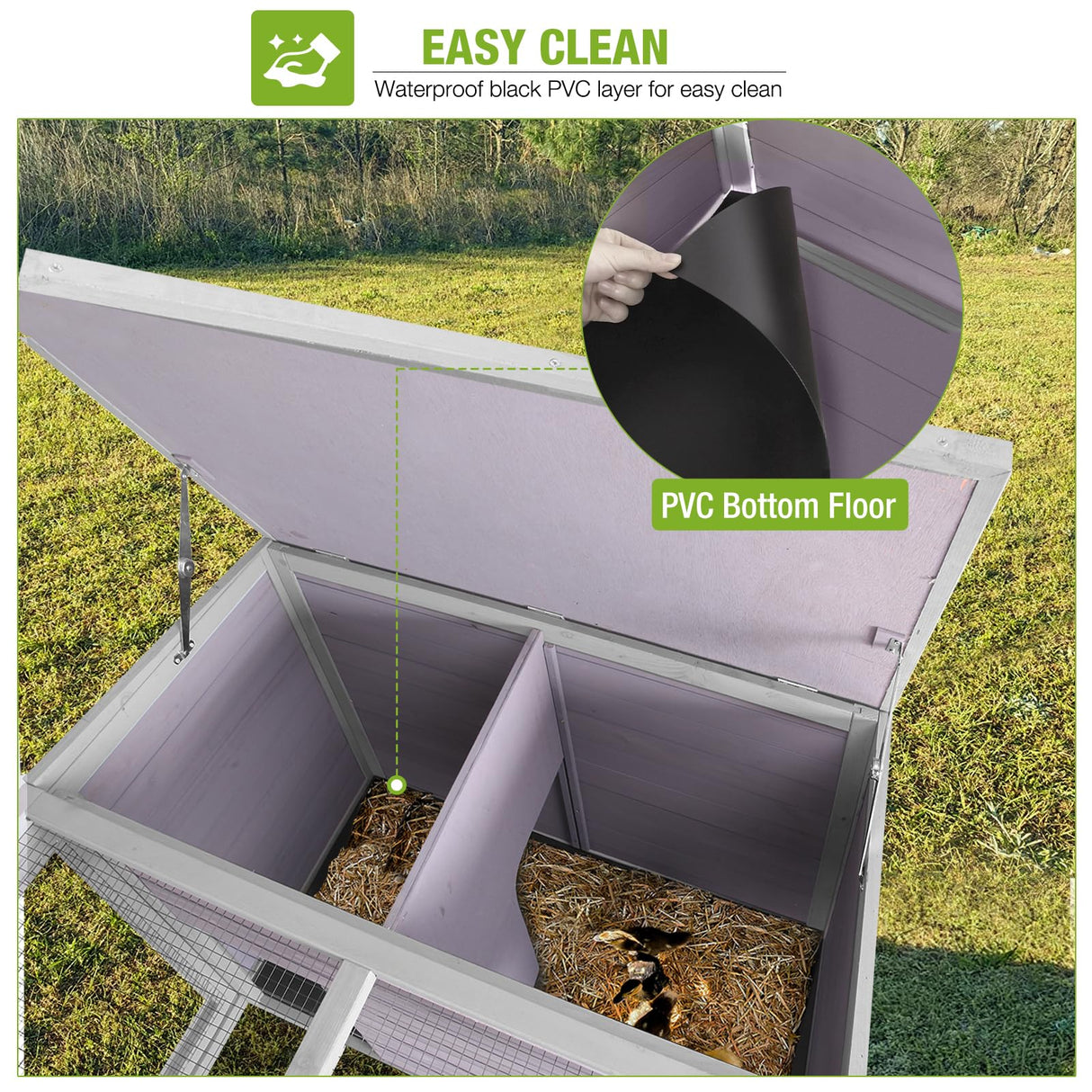 GUTINNEEN Chicken Coop Outdoor Rabbit Hutch with Run for Rabbits, Chickens, Ducks, and Guinea Pigs, 61.5" L x 40.9" W x 24.8" H GUTINNEEN