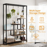 Tribesigns 5-Tier Tall Indoor Plant Stand, 70.9 inches Large Metal Plant Shelf with 6PC S Hanging Hooks, Multi-Purpose Flower Bonsai Pots Display Rack for Indoor, Garden, Balcony, Living Room Tribesigns