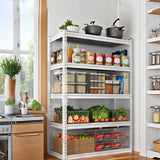 ZEUKMXOO Storage Shelving Unit, 5 Tier Garage Shelves Heavy Duty, 60''H Adjustable Metal Shelving Unit,2000LBS Black for Pantry, Basement, Warehouse, Kitchen, Pantry and Closet (1, White) ZEUKMXOO