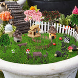 Canlierr 58 Pcs Mini Garden Accessories Set Fairy Village Miniature Fairy House Starter Kit Mini Terrarium Figurines Micro Landscape Mixed Model Tree Diorama Supplies for DIY Succulent Dollhouse Craft Canlierr