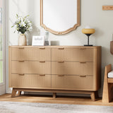 Royal Windsor 6 Drawer Dresser with Fluted Panel, Modern Chest of Drawers for Living Room, Wide Wooden Closet Dresser TV Stand with Ample Storage Space for Bedroom and Hallway, Natural Oak Royal Windsor