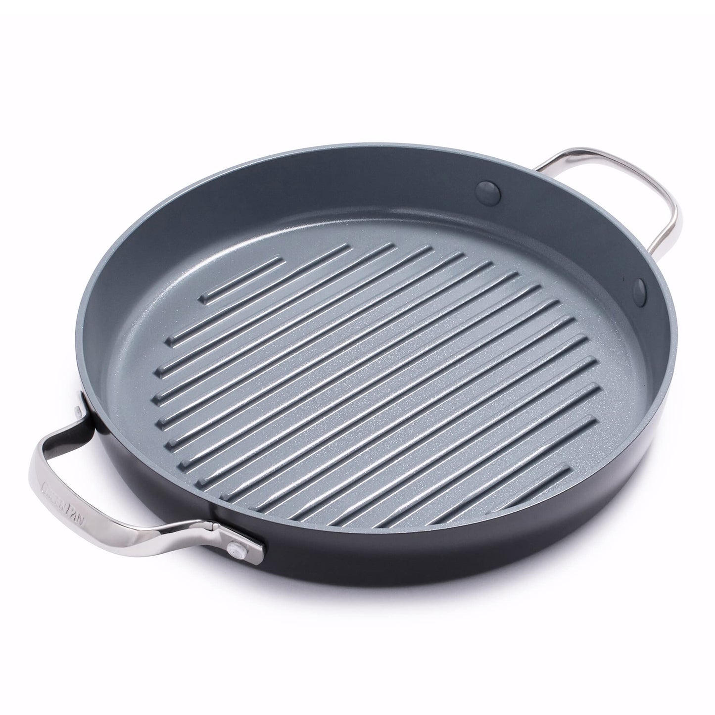 GreenPan Valencia Pro Hard Anodized Healthy Ceramic Nonstick 11" Grill Pan, PFAS-Free, Induction, Dishwasher Safe, Oven Safe, Gray