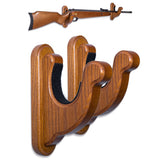 TESLYAR Gun Rack Wall Mount Hold Up Displays Horizontal Gun Rack and Shotgun Hooks Store Rifle Shotgun Bow Real Hardwood Hanger TESLYAR