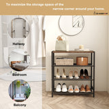 HOMEFORT 4-Tier Shoe Rack Organizer, Shoe Tower for Closet, Shoe Storage Shelf with MDF Top Board, Each Tier Fits 3 Pairs of Shoes, Entryway Shoes Organizer with Sturdy Metal Shelves, Rustic Brown HOMEFORT