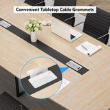 Tribesigns 8FT Conference Table, 94.48L x 47.24W x 29.52H Inches Large Boat Shaped Meeting Seminar Table with Cable Grommets, Modern Conference Room Table for Office (Light Wood Grain, 8ft) Tribesigns