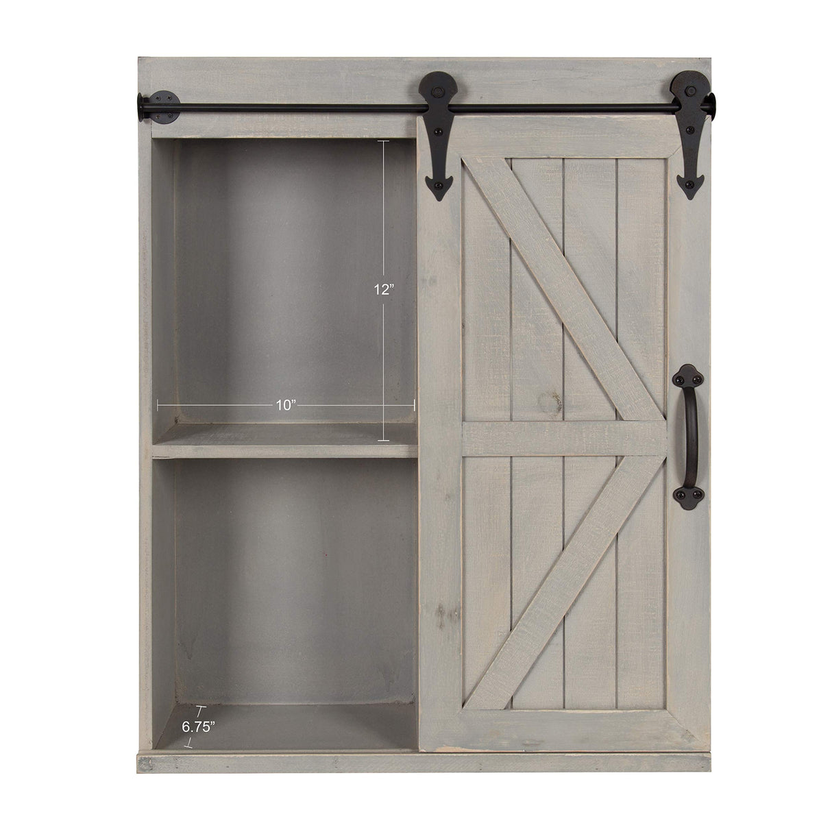 Kate and Laurel Cates Decorative Wood Wall Storage Cabinet with Sliding Barn Door, Rustic Gray Kate and Laurel