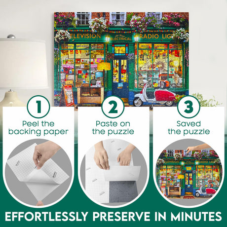 Nariolar Ultra Adhesion Puzzle Glue Sheets; 16 Jigsaw Puzzle Saver Sheets; 2 x 1000 Pieces Saver Nariolar