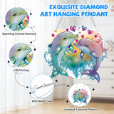 Bowetile Dolphin Diamond Art Hanging Kits for Adults Kids, 5D Special Shape Diamond Painting Animals Kits, Animal Gem Art Suncatchers Painting Pendant Ornament for Home Garden Wall Decor Bowetile