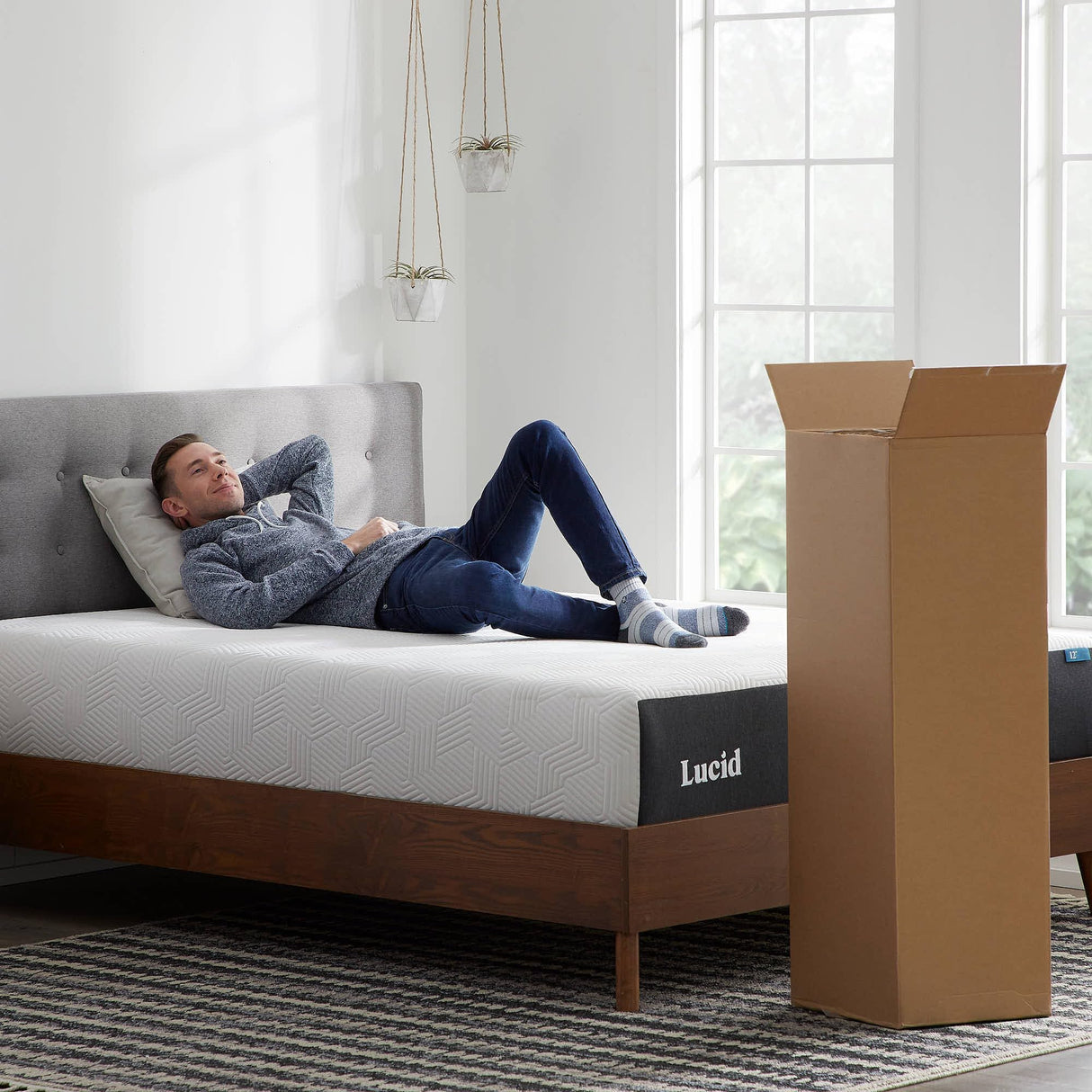 LUCID 12 Inch Gel Memory Foam Mattress – Medium Plush Feel, Bamboo Charcoal Infused for Odor Control, Cooling Gel for Temperature Regulation, Pressure Relief, Breathable Bed in a Box – Queen Size LUCID