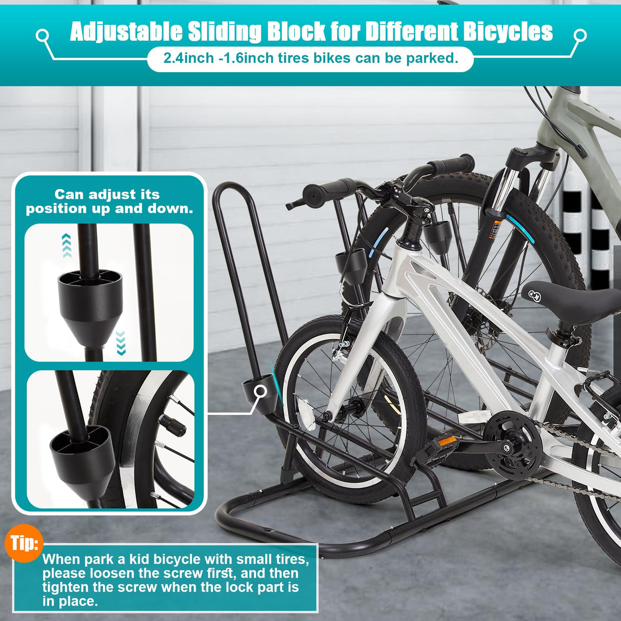 Kinghouse Floor Bike Rack for 3 Bikes, Bike Stand, Protects Disc Brake & Derailleur, Bike Rack for Indoor Outdoor Garage, Fits Road/Kids/MTB Bicycles with 12"-29" Tires Kinghouse