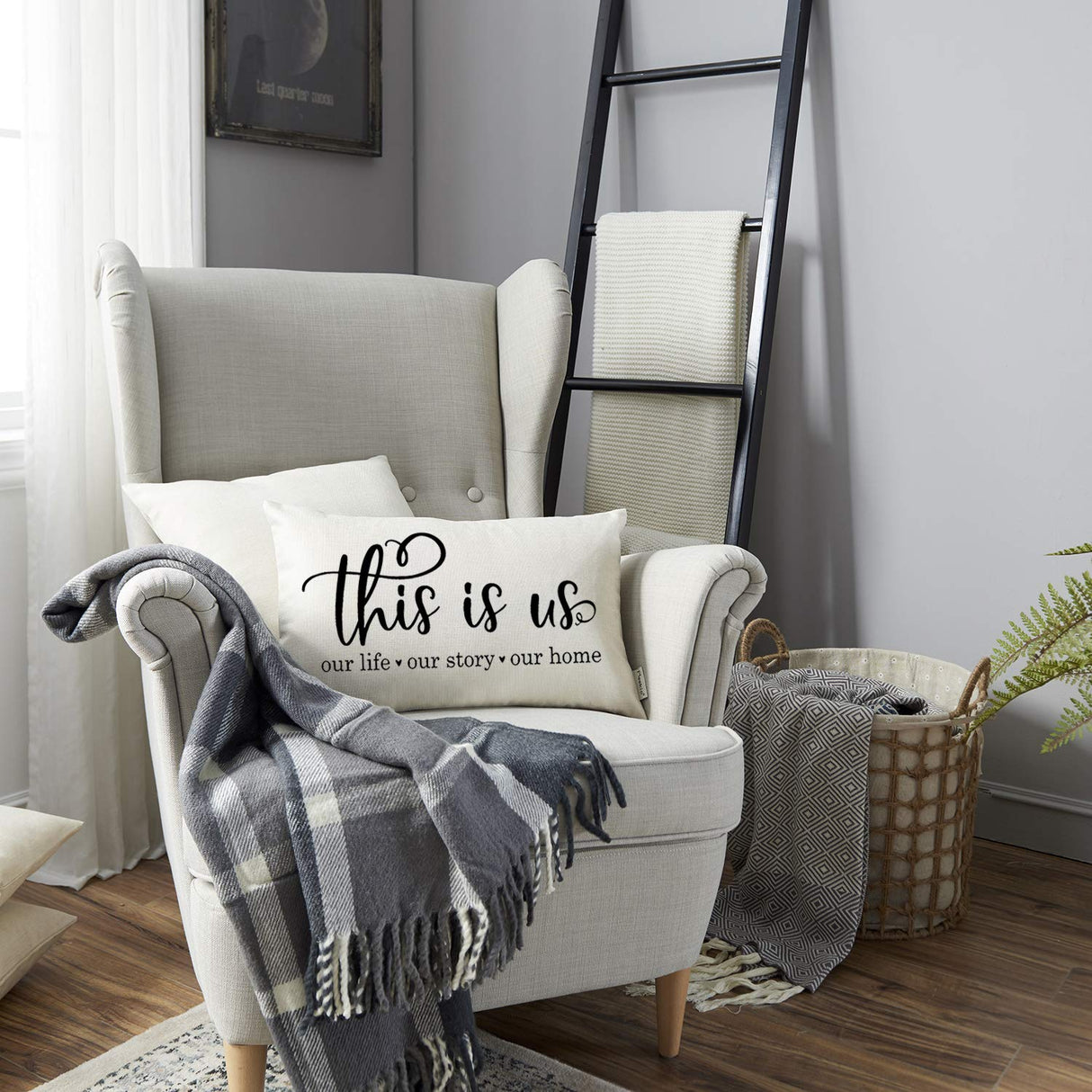 Meekio Farmhouse Pillow Covers with This is Us Quote 12" x 20" Farmhouse Rustic Décor Lumbar Pillow Covers with Saying Housewarming Gifts Family Room Décor Meekio