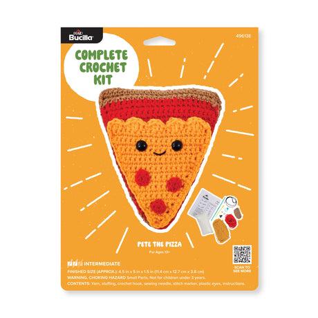 Bucilla Complete Crochet Kit, Pete The Pizza, 5" Bucilla