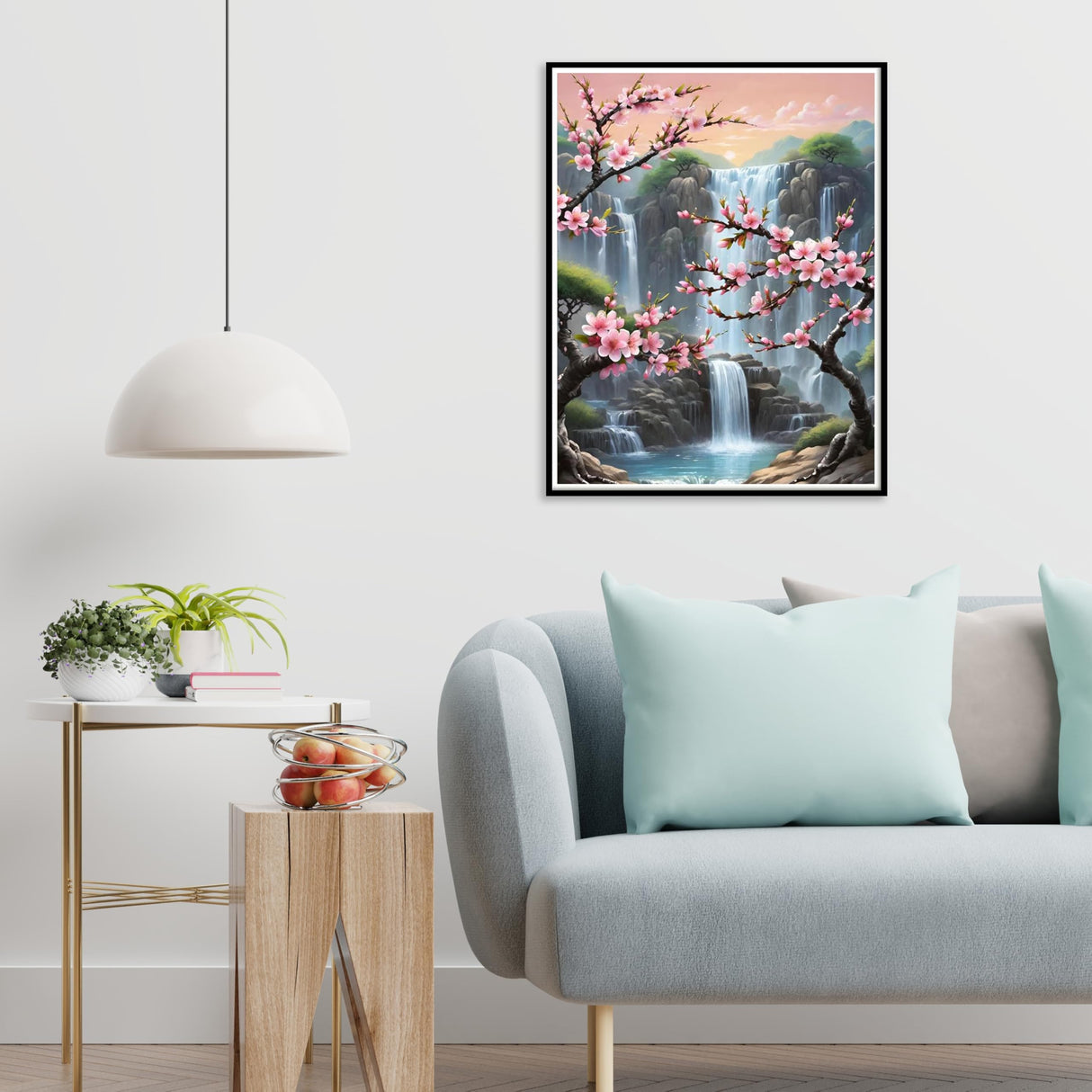 Paint by Numbers with Frame Wooden Easel-Plum Blossom Paint by Number Adult,Waterfall Paint by Numbers Framed Canvas,Adult Paint by Number Kits on Canvas Framed Gifts and Home Wall Decor 12x16inch Ausanrl