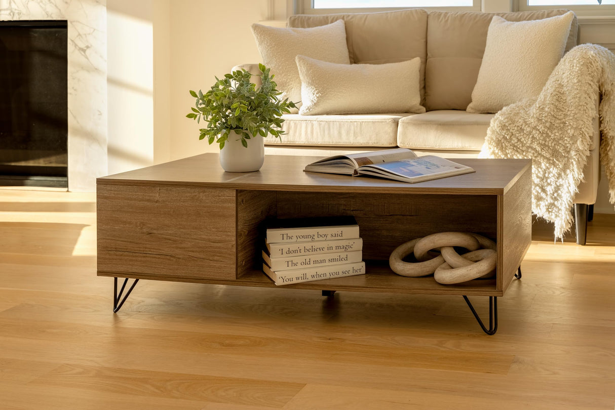 Milliard Modern Farmhouse Coffee Table with Storage Grey Milliard