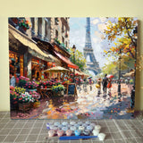 Abstract Paris Street Scenery Graffiti Paint by Number Kits 16 x 20 inch Canvas Eiffel Tower DIY Oil Painting for Kids Students Adults Beginner with Brushes and Acrylic Pigment (without Frame) Tucocoo