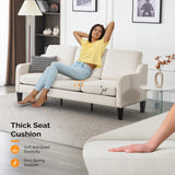VINGLI Small Couch Sofa 71" Comfy Couches for Living Room Beige 3 Seat Sofa Couch Mid Century Modern Sofa Furniture Couches with Scooped Arms for Small Spaces, Bedroom, Apartment, Studio VINGLI