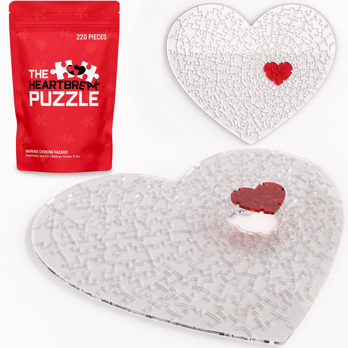 The Heartbreak Puzzle Crystal Clear Acrylic Puzzle (220 Pieces) | Impossible Puzzle for Adults Having Laser Cut Puzzle Pieces - Perfect DIY Gift for Your Family & Friends Gifts for him Gifts for Her The HEARTBREAK PUZZLE
