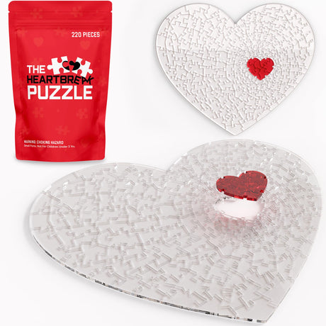 The Heartbreak Puzzle Crystal Clear Acrylic Puzzle (220 Pieces) | Impossible Puzzle for Adults Having Laser Cut Puzzle Pieces - Perfect DIY Gift for Your Family & Friends Gifts for him Gifts for Her The HEARTBREAK PUZZLE