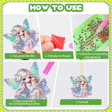 Masendp 8 Pieces 5D DIY Diamond Art Painting Keyring, Angel Fairy Double Sided Diamond Keychain, Mosaic Paste Painting Keychain, Diamond Art Pendant Jewelry Wallet Bag Decoration Masendp
