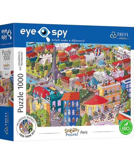 Trefl Eye-SPY Sneaky Peekers: Paris, France 1000 Piece Jigsaw Puzzle Prime 27"x19" Thick Cardboard, Surprising Details, Creative Entertainment for Adults and Children from 12 Years Old Trefl