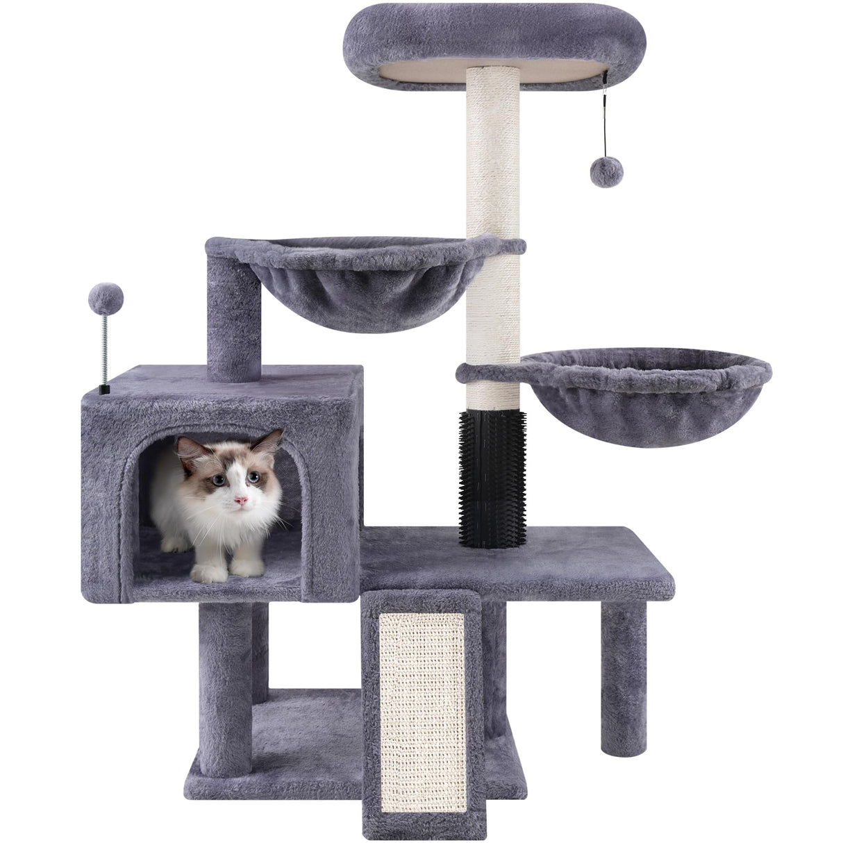 ROYPET Multi Level Cat Trees with Cat Houses Hammock ScratchingPosts,Grey … Roypet