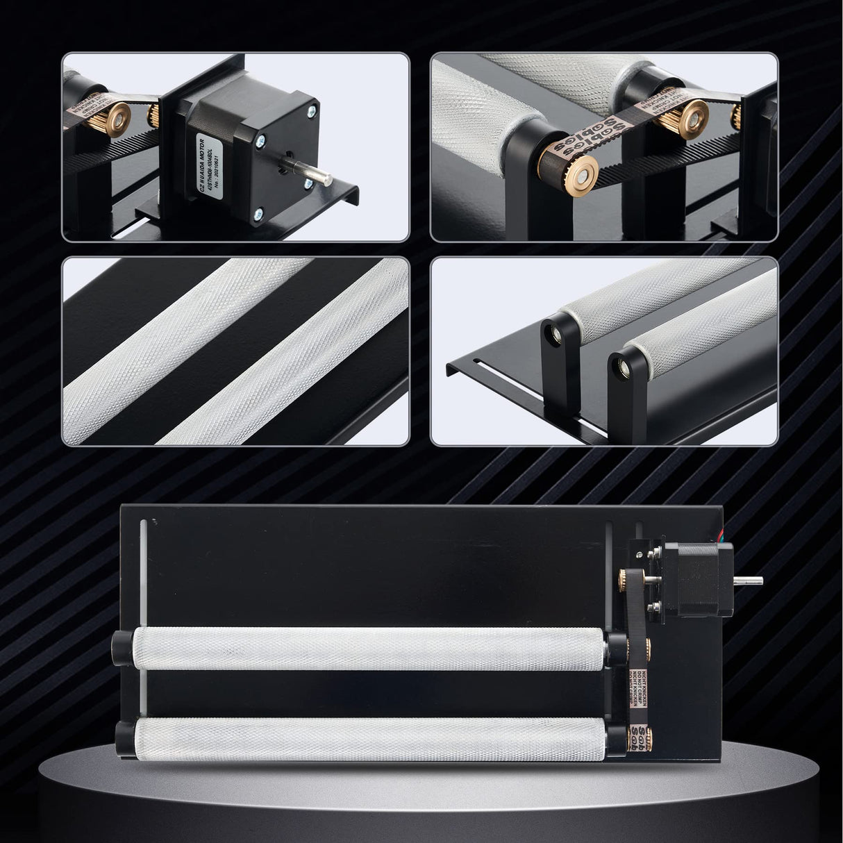 OMTech Rotary Axis Attachment for 40W co2 Laser Engraver, Barrel Rolling Cylinder Surface Rotation Platform for K40 Laser Engraver, 360 Degree Rotating Axis OMTech