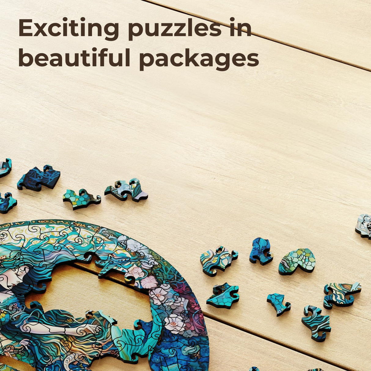Crafthub Mystical Creatures Wooden Puzzles for Adults – A3 Dreamy Mermaid with 127 Pieces Wood Puzzles – Jigsaw Puzzles with Unique Animal Shapes – 10.9"x10.9" CRAFTHUB