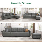 HONBAY Reversible Sectional Sofa L-Shape Sofa Convertible Couch 4-Seater Sofas Sectional for Apartment Dark Grey HONBAY