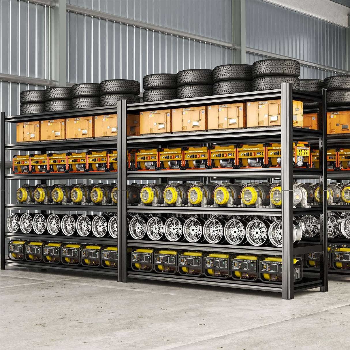 Bezuny 5-Tier Shelving Unit, Industrial Metal Heavy Duty Garage Shelving, 2500 LBS Metal Storage Shelf, Adjustable Steel Shelves for Garage, Pantry Closet, Warehouse, Basement, Workshop, Black Bezuny