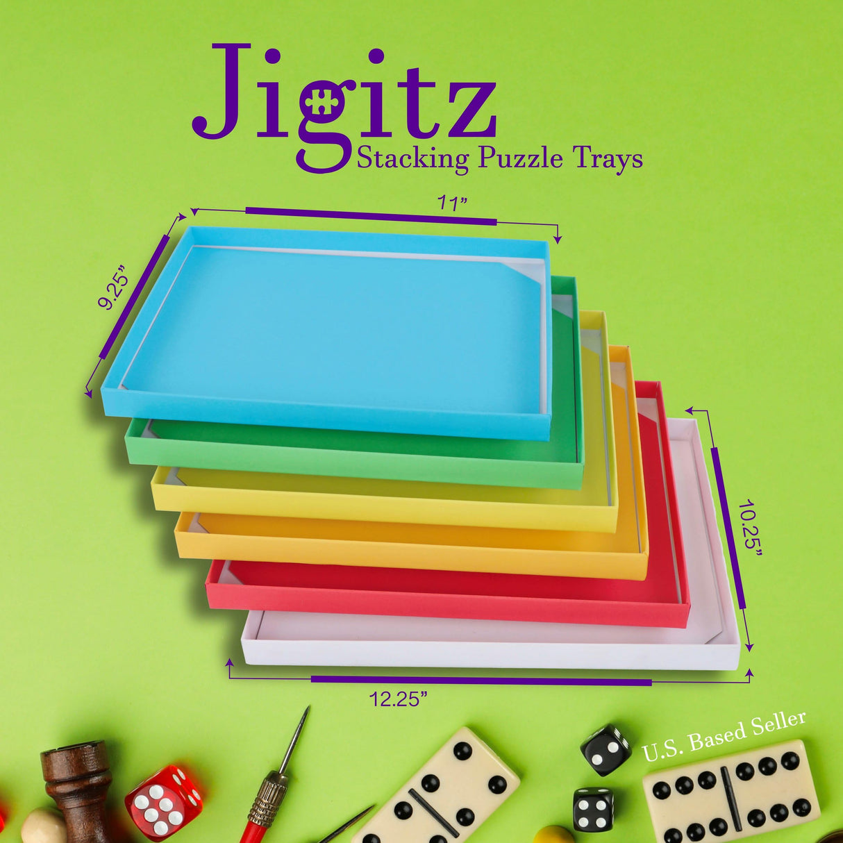 Jigitz Jigsaw Puzzle Sorter Trays - Set of 7 Nested Puzzle Tray Organizer Boxes for Large Puzzles 1500 Piece Capacity Jigitz