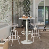 Diwhy Industrial Pub Table 23.6" Iron Round Desktop 37.4" Height Cast Iron Bar Table Antique White Diwhy