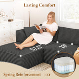 Vesgantti 106" Boneless Couch with Chaise, Deep Seat Comfy Cloud Modular Sofa Corduroy Memory Foam Sectional Couches for Living Room Bedroom, No Assembly Required (Grey, Left-Facing Chaise) Vesgantti