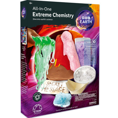 BBC Earth All-in-One Extreme Chemistry - Conduct 10 Science Experiments Including Color Science, Erupting Volcano, Acid & Base Chemistry, Learning & Education Toys for Kids 6-8