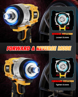 Urjoai Cordless Impact Wrench - 590Ft-lbs (800N.m) Brushless 1/2 inch, 3300RPM High Torque Impact Gun, 2x 4.0Ah Battery, Charger & 7 Sockets, Electric Impact Wrench for Car Home Urjoai