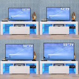 Goujxcy LED TV Stand for 60 inch TVs, High Gloss Entertainment Center with Storage Drawer, Media Console Table Television Stands Cabinet Desk Goujxcy