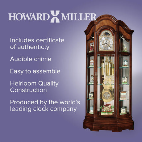 Howard Miller Majestic II Floor Clock, Wood Curio Cabinet, Triple Chimes & Pendulum Volume Control Storage Cabinets, Led Illuminated Shelves Best for Home Decor, Office & Farmhouse Howard Miller