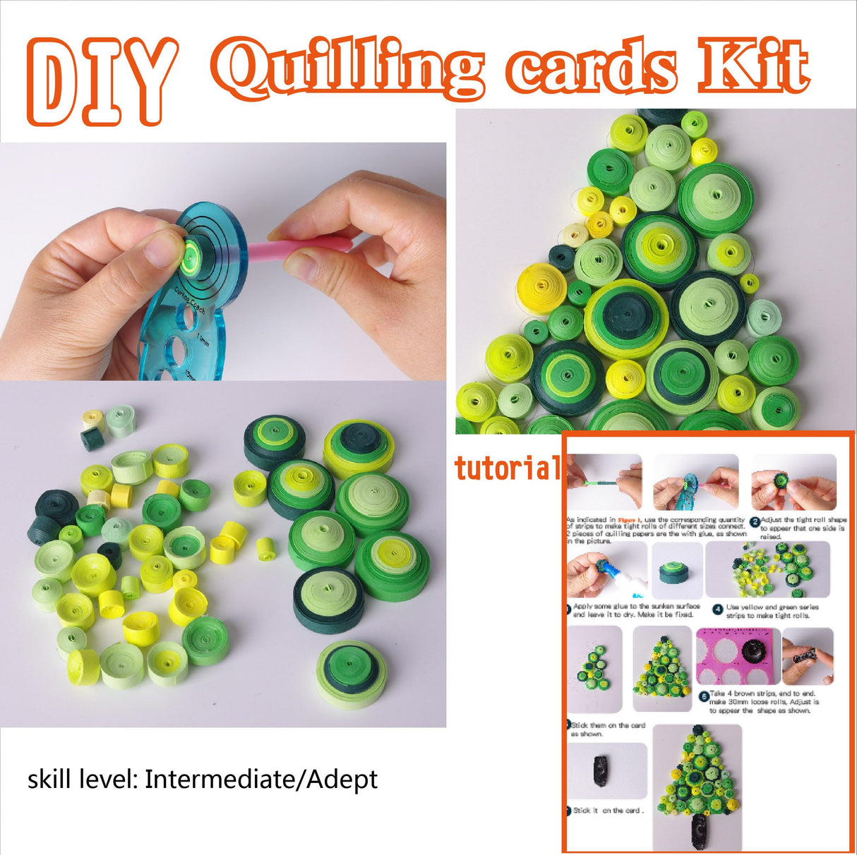 ACADOIT DIY Christmas Card Making Kit with Quilling Tool- Fun Quilling Craft Kit and Matching Envelopes Thank You Card Art Crafts for Beginners -for Boys Girls and Adults ACADOIT