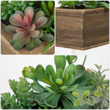 GnFlus Artificial Succulents Plants, Mini Assorted Potted Succulent Fake Plants in Pots Small Succulents Plants Artificial with Wood Pot for Home Office Living Room Table Shelf Decor Indoor GnFlus