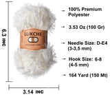 Lukche Eyelash Fun Fur Yarn Premium 100% Polyester 164 Yds (150 Mt), 3.53 Oz (100 Gr) Colorful Crochet Yarn Dıy Hand Knitting. (Cream, 1 Skein) LUKCHE