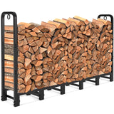 AMAGABELI GARDEN & HOME 6ft Firewood Log Rack Outdoor Log Holder for Fireplace Heavy Duty Wood Stacker Pit for Patio Logs Storage Steel Tubular Wood Pile Rack Tool Accessories Black AMAGABELI GARDEN & HOME