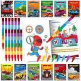 BenLouis 24 Race Car Mini Coloring Books Kids with 24 Stacking Crayons Racing Theme Party Favors Activity Books Bulk for Kids Fast Racecar Wheel Birthday Goodie Bag Gift Stuffer Classroom Reward BenLouis
