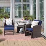 OC Orange-Casual 6 Piece Patio Wicker Furniture Set, Balcony All Weather Rattan Chair, with Space Saving Ottoman, Resin Nesting Coffee Table, Modern Design, Blue OC Orange-Casual