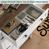 Shoe Storage Cabinet, 5-Tier Farmhouse Shoe Cabinet with Adjustable Shelves & Drawer, Wooden Shoes Rack Cabinets Storage Organizer with Doors for Entryway, Hallway, Closet, Living Room, White Vabches