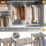 Armocity 5FT Small Closet System with 3 Fabric Drawers, 60 Inches Walk In Closet Organizer System With 3 Adjustable Shelves, Heavy Duty Clothes Rack Built-In Garment Rack, 59" L x 16" W x 71" H, White armocity