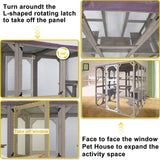 PetsCosset 67.7" Catio Outdoor Cat Enclosures,Large Cat Catio for Indoor, Catio Attach to Cat Window,Wooden Outside Cat Patio with Resting Room,Removable Sun Protection and Waterproof Roof PetsCosset