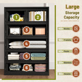 Romorgniz 6 Drawer Dresser for Bedrom, Black Tall Chest of Drawers Modern Wooden Dresser for Living Room, Entryway, Hallway, 43.2" H X 27.6" W X15.6 D Romorgniz